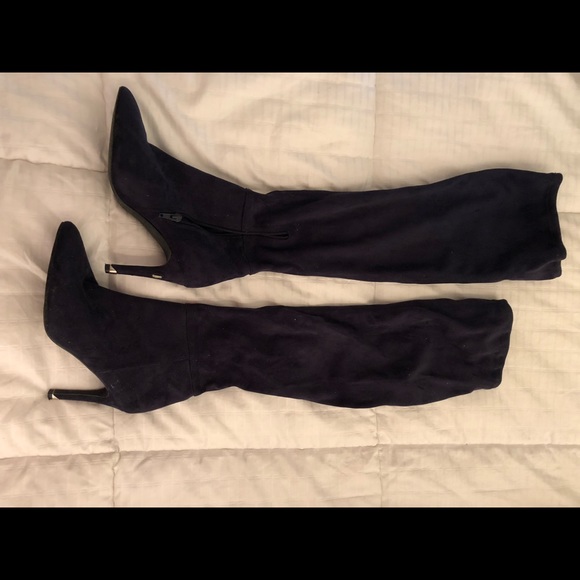 Blue suede boots knee high - Picture 2 of 2